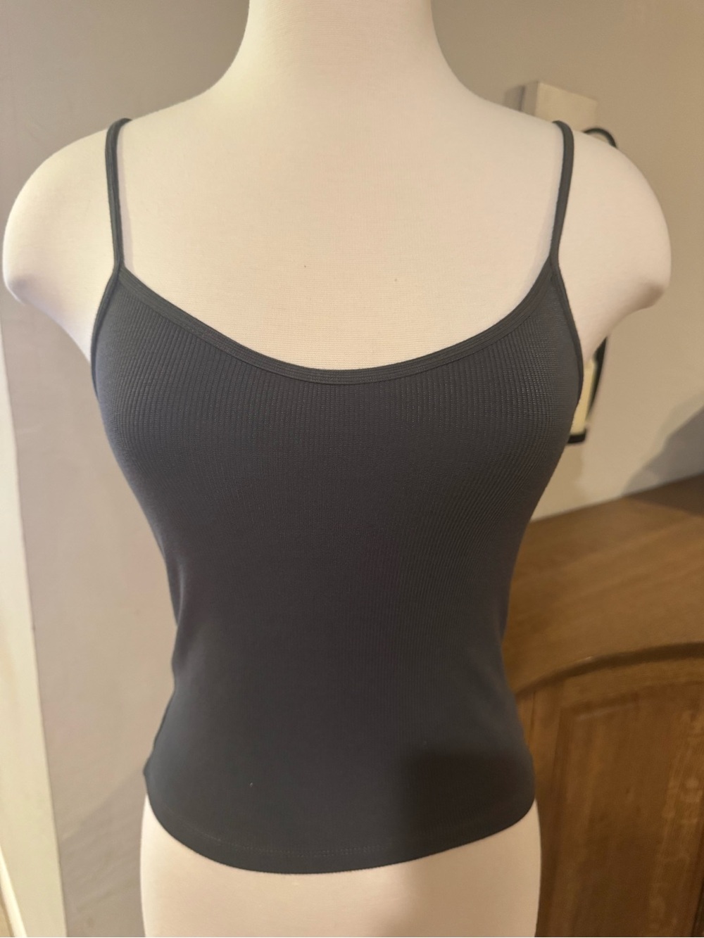 Women's olive Ribbed Spaghetti Strap Tank Top